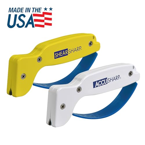 AccuSharp Hand-Held Carbide Blade Sharpener & ShearSharp Scissor Sharpener, Restores and Hones Straight & Serrated Knives, Revives the Edge of General Purpose Scissors - Image 2