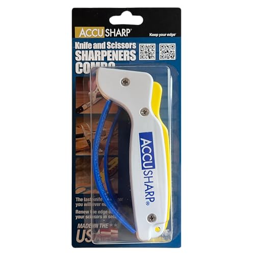 AccuSharp Hand-Held Carbide Blade Sharpener & ShearSharp Scissor Sharpener, Restores and Hones Straight & Serrated Knives, Revives the Edge of General Purpose Scissors - Image 3