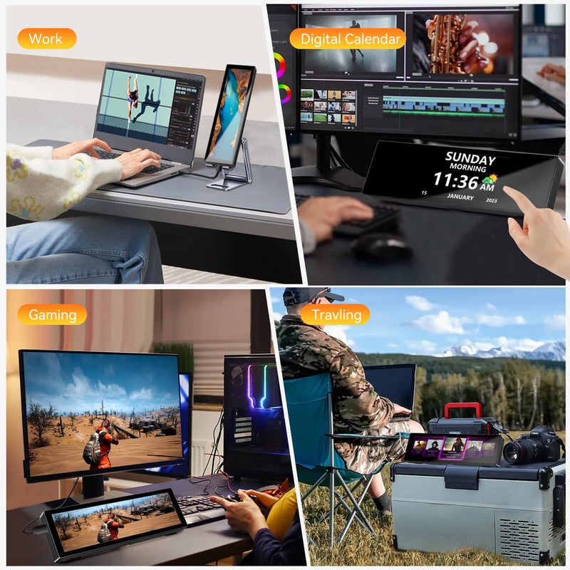 AISHICHEN Upgraded 8.8 Inch Small Touchscreen Monitor, PC Temperature Display, PC Sensor Panel Display, IPS USB Mini Screen for Raspberry Pi, AIDA64 CPU RAM Data Monitor ARGB Computer Case - Image 4