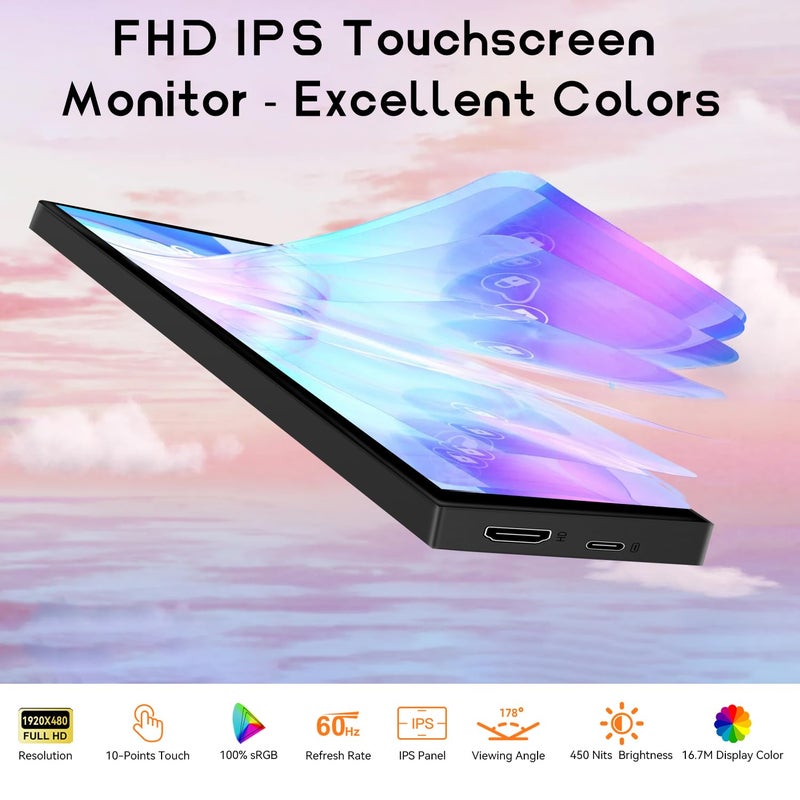 AISHICHEN Upgraded 8.8 Inch Small Touchscreen Monitor, PC Temperature Display, PC Sensor Panel Display, IPS USB Mini Screen for Raspberry Pi, AIDA64 CPU RAM Data Monitor ARGB Computer Case - Image 3