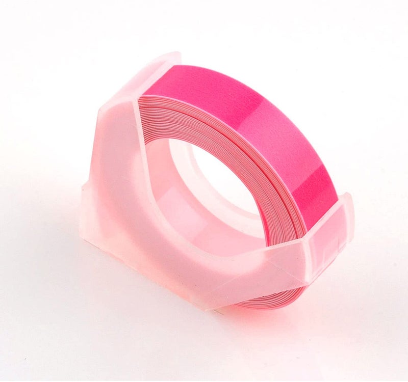 oddpod ™ 5 PCS Motex Original Embossing Label Maker Tapes Refill for DIY, Scrapbooking & Craft 9mm x 3M - Fluoro Pink - Image 1