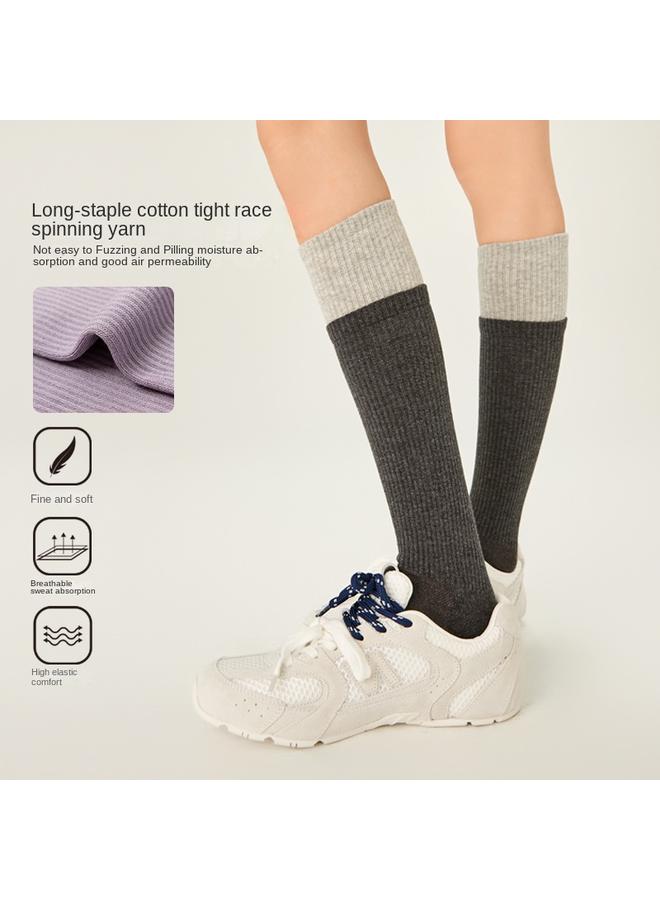 Bluejw Contrast Color Yoga Socks Children Non-slip Pressure Over-the-knee Stockings Pilates Sports Fitness Running Rope Skipping Calf Socks - Image 5