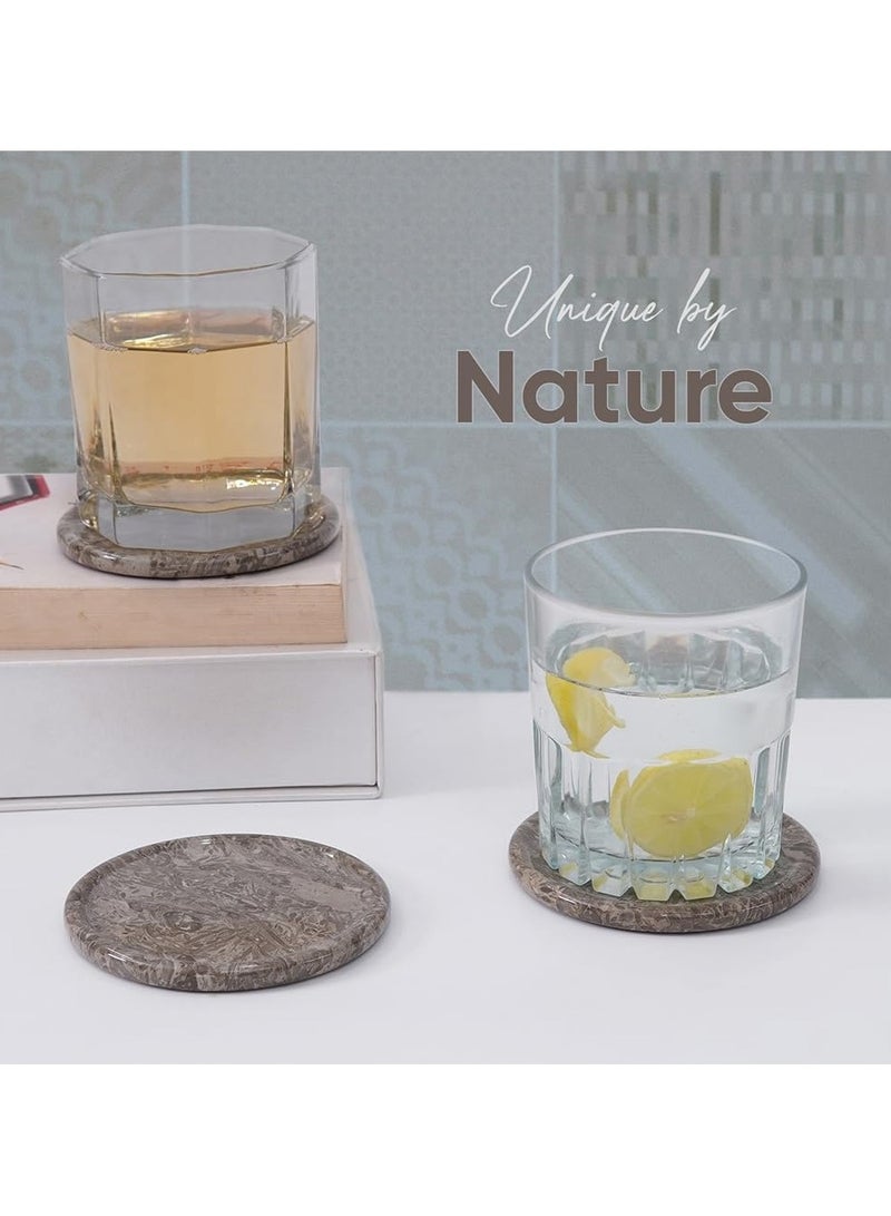 Earthen CRAFTS Oceanic Round Marble Coaster Set with Lid 3.5" – Absorbent Natural Stone Coasters with Holder – Ideal for Drink, Office, or Home Decor (Set of 6) - Image 5