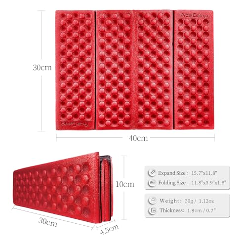 AceCamp Polyester 3940 Portable Lightweight Mini Waterproof Folding Mat, Foam Sitting Pad for Outdoor Activities, Foldable Kneeling and Seat Cushion for Comfort, Red - Image 4