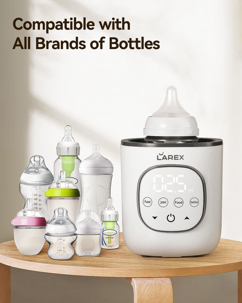 LAREX Bottle Warmer, Fast Baby Bottle Warmer for Breastmilk and Formula, with Timer and Accurate Temp Control, 8 in 1 Baby Milk Warmer BPA Free with Digital Display, Bottle Warmers for All Bottles - Image 5
