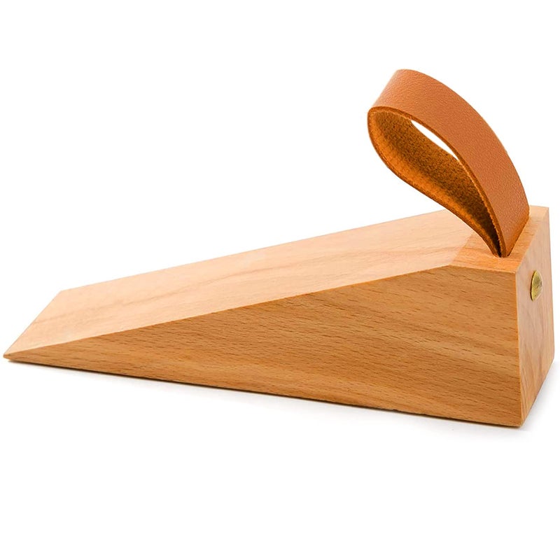 e-Times Wood Door Stopper, Solid Wooden Non-Slip Door Wedges, Sturdy and Durable Door Stop Wedge, Door Stopper Fit for Door Bottom Seam (0.2" - 1.3") 1 Pack - Image 1