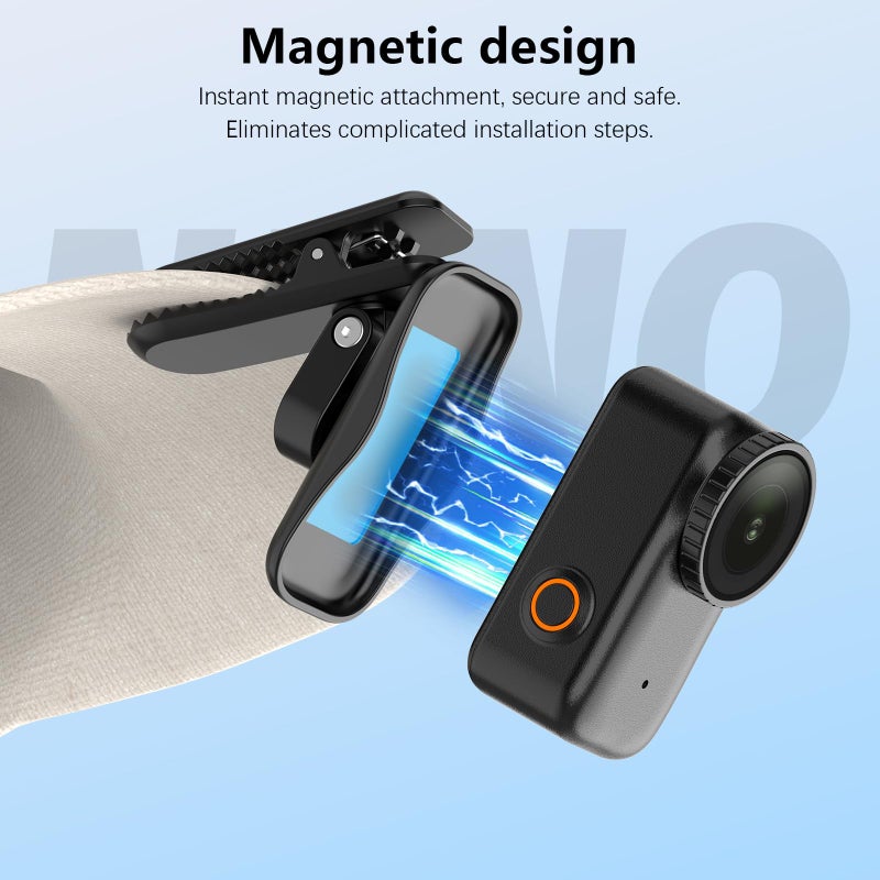 AMAZEAR Backpack Clip Mount for DJI Osmo Nano/Xtra Atto Accessories, 360Â° Adjustable Hat Holder with Strong Grip, Quick Magnetic Connection, Lightweight for Vlogging, Travel, Outdoor Shooting, Black - Image 3