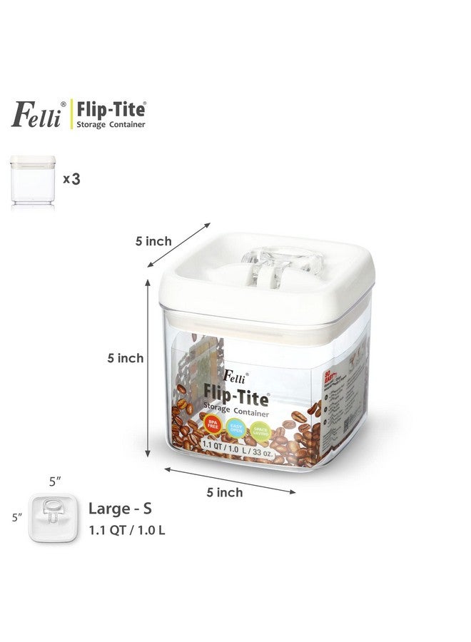 Felli Flip Tite Food Storage Container 5" LARGE Size Airtight Lid Lock Top, Stackable Kitchen Canister for Space Saving, Pantry Fridge Cupboard Organizer, Spice Seasoning Pet Treats Snack (1.1 qt) - Image 4