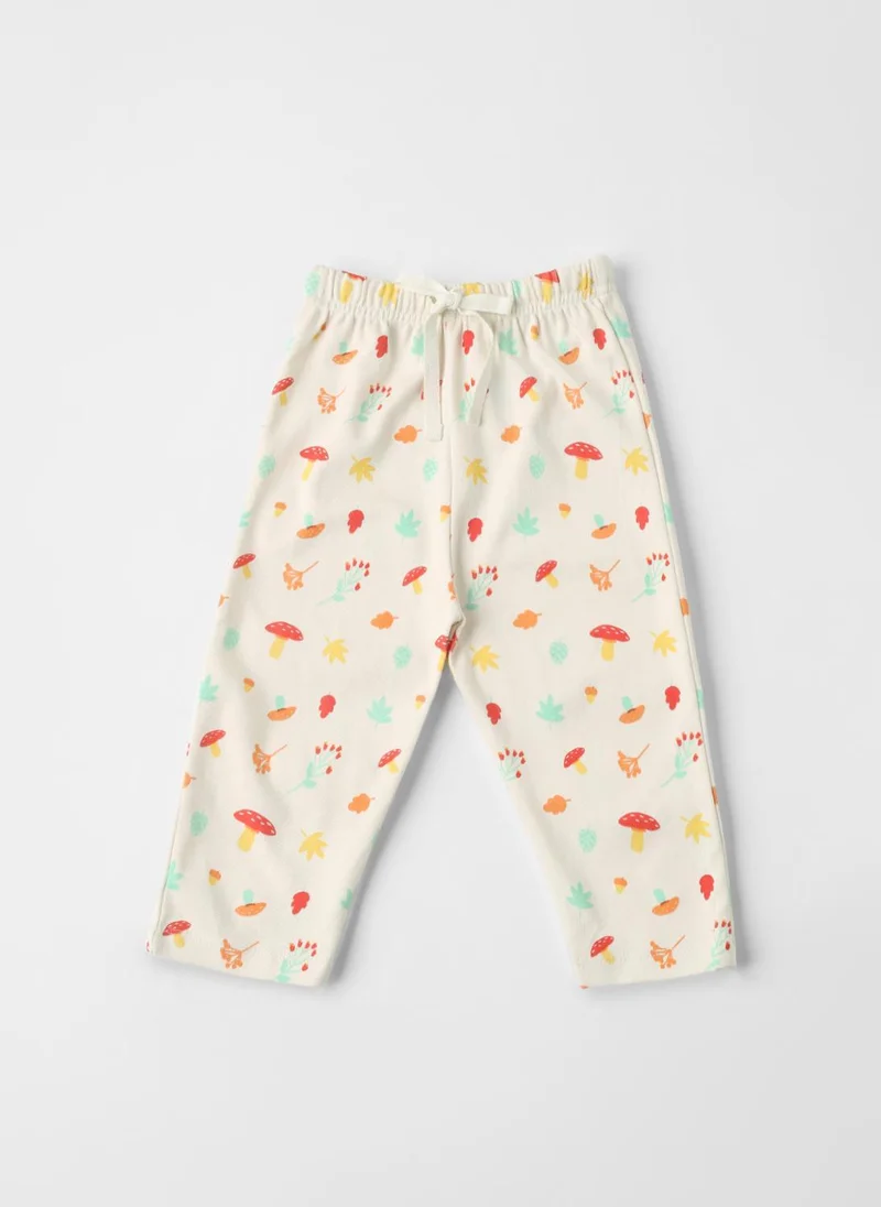 Nautinati Nautinati Cotton Solid and Forest AOP Pack of 2 Pants Set for Baby Girls