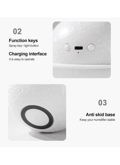 Generic JM SELLER Plastic 2 In 1 Moon Lamp Cool Mist Humidifiers Essential Oil Diffuser Aroma Air Humidifier With Led Night Light Colorful Change For Car,Office,Babies,Yellow,White  - Image 1
