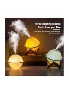 Generic JM SELLER Plastic 2 In 1 Moon Lamp Cool Mist Humidifiers Essential Oil Diffuser Aroma Air Humidifier With Led Night Light Colorful Change For Car,Office,Babies,Yellow,White  - Image 2