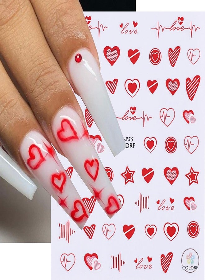 TBRZTR Valentine's Day Nail Art Sticker Decals Rose Flower Gradient Love Heart Design Nail Decals 3D Self-Adhesive Nail Art Supplies Big Small Heart Nail Art Sticker Decoration for Women Manicure Supplies - Image 3