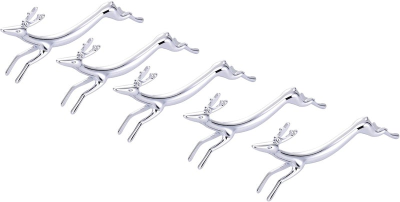 ChezMax Pack of 5 Zinc Alloy Chopsticks Spoon Forks Knives Tableware Rest Set, Silver Deer - Image 1