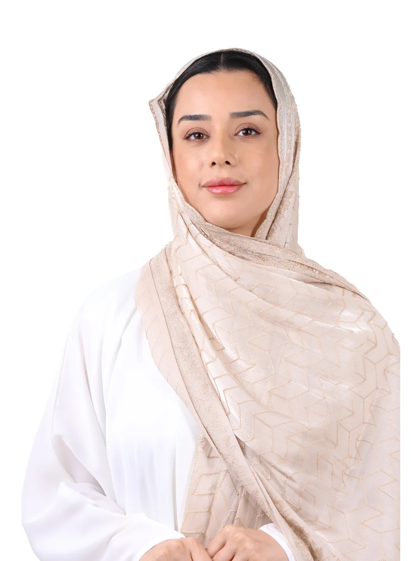 Chevron Pattern Organza Scarf (Blush Beige)