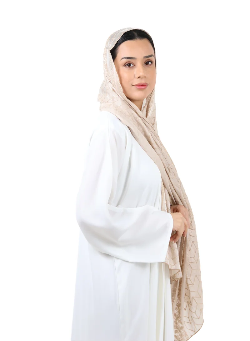 Jameela Chevron Pattern Organza Scarf (Blush Beige)