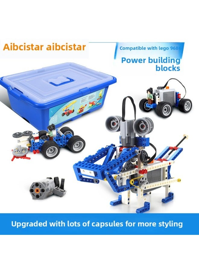 Children's Small Particle Building Blocks Compatible With Lego 9686 Mechanical Building Blocks Suit Varieble Engineering Science, Education And Technology Parts PE-Color:9686 (with Motor, Battery Box, Storage Box) Plus Instructions  - Image 4