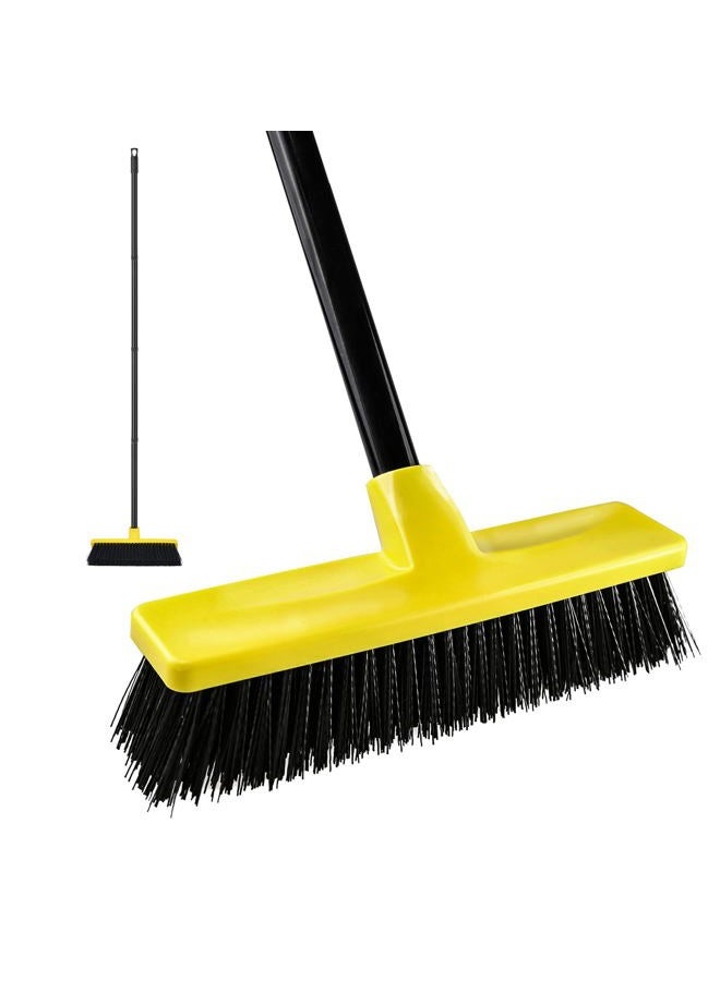 TreeLen Push Broom Outdoor Indoor Broom 12" Wide,50" Long Handle with Stiff Bristles for Cleaning Scrubbing Deck Driveway Yard Patio Wood Stone Tile Floor - Image 1