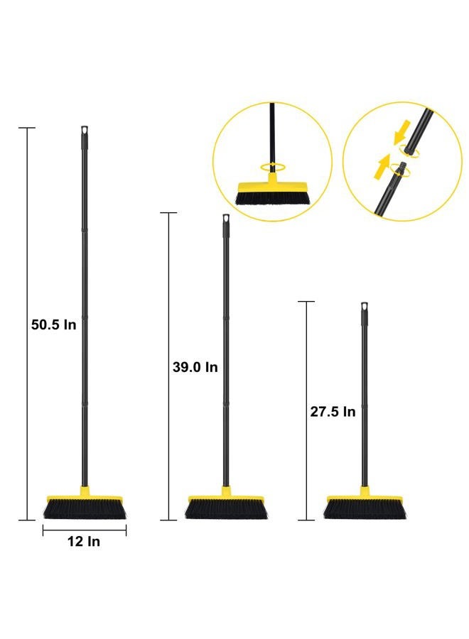 TreeLen Push Broom Outdoor Indoor Broom 12" Wide,50" Long Handle with Stiff Bristles for Cleaning Scrubbing Deck Driveway Yard Patio Wood Stone Tile Floor - Image 4