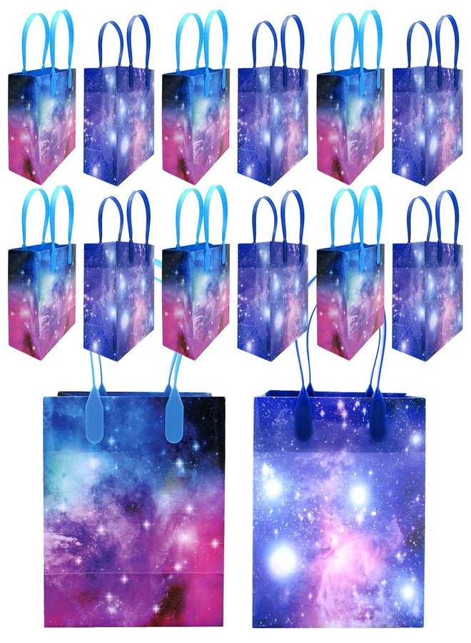 تايني ميلز أكياس هدايا لحفلات أعياد الميلاد بتصميم مجرة الفضاء الخارجي من TINYMILLS، مزودة بمقابض، أكياس حلوى على شكل كواكب ونظام شمسي، عبوة من 12 قطعة لتزيين الحفلات - Image 1