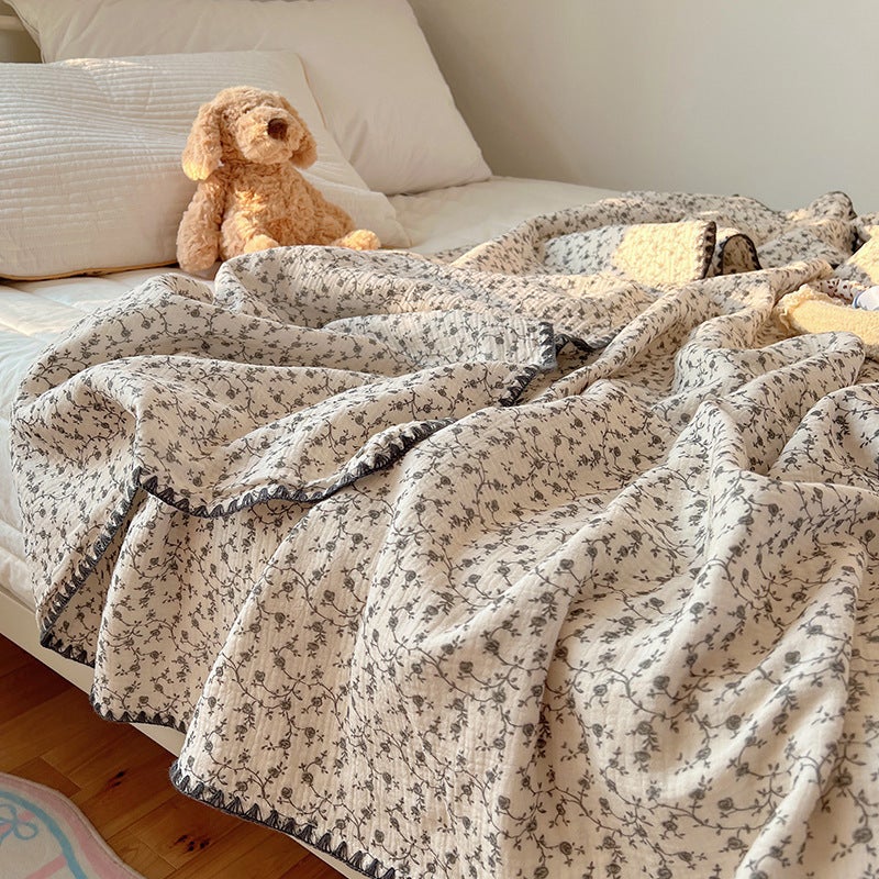 Class A Maternal and Infant Grade Cotton Wrinkle Yarn Blanket Multifunctional Summer Blanket Baby Blanket Bath Towel Office Nap Yura Flower Language 