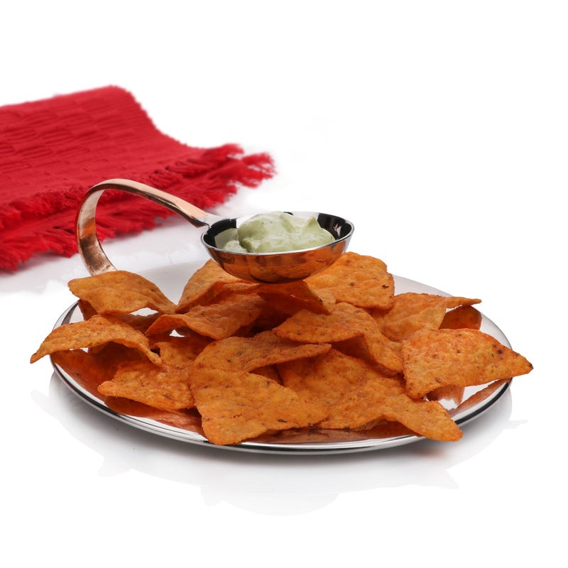 Urban Snackers Chip N Dip Hammered Dip Plate Stainless Steel Silver 265 cm Use for Serving Snacks Home Hotel and Restaurant - Image 1