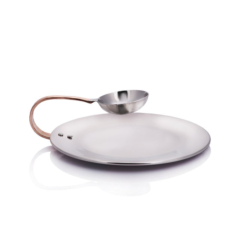 Urban Snackers Chip N Dip Hammered Dip Plate Stainless Steel Silver 265 cm Use for Serving Snacks Home Hotel and Restaurant - Image 3