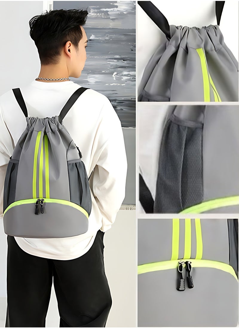 Generic Unisex Large-capacity Fitness Bag, Men's/Women's Nylon Gym Bag Sports Bag Backpack Tourist Bag Drawstring Bag, Daily Commuting Cycling Bag Trekking Bag Hiking Bag Riding Bag for Boys/Girls  - Image 2