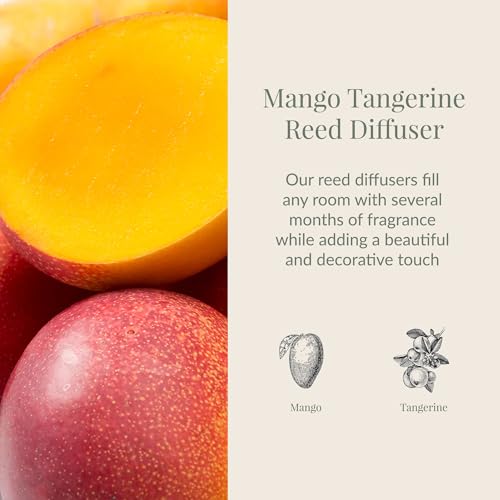 Archipelago Botanicals Mango Tangerine Reed Diffuser, Home Fragrance Reed Diffuser, Includes Fragrance Oil, Decorative Wooden Cap & 10 Diffuser Reeds, Perfect for Home, Office or Gift, 7.85 fl oz - Image 2