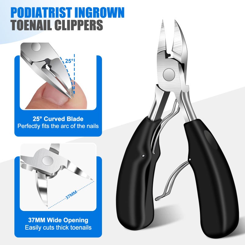 Fumax 2026 Toenail Clippers for Thick Toenails for Seniors, Angled Large Nail Clippers Set for Men, Heavy Duty Ingrown Toe Nail Clippers with Wide Opening, Long Handle, Ergonomic Head, Gifts for Men & Women - Image 2