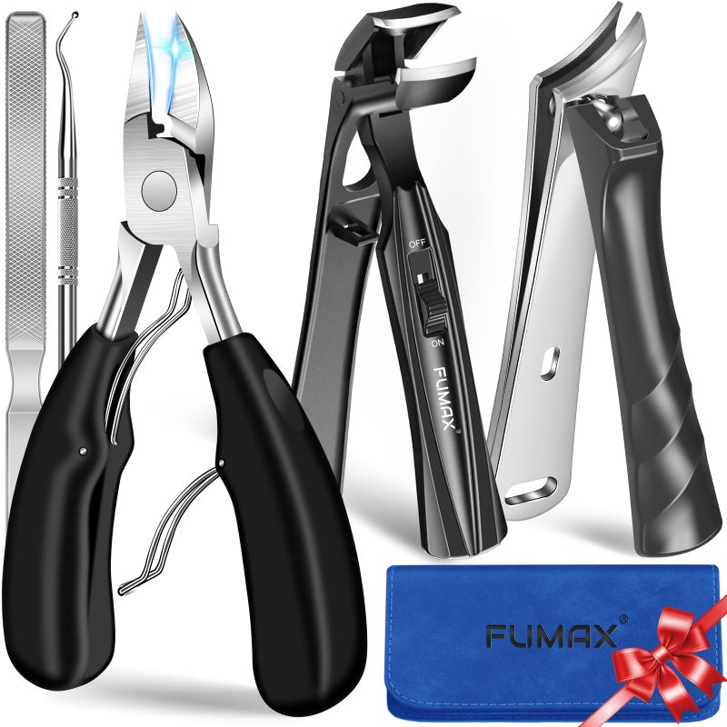 Fumax 2026 Toenail Clippers for Thick Toenails for Seniors, Angled Large Nail Clippers Set for Men, Heavy Duty Ingrown Toe Nail Clippers with Wide Opening, Long Handle, Ergonomic Head, Gifts for Men & Women - Image 1