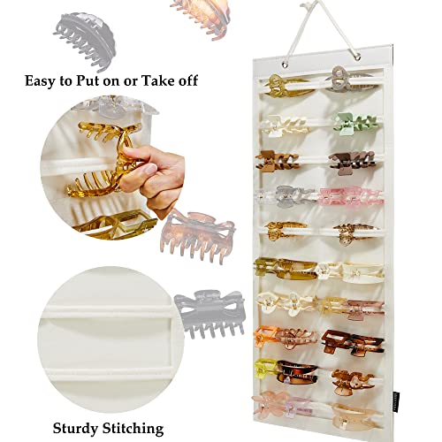 HUHYNN Hanging Hair Claw Clips Organizer, Claw Clips Organizers and Storage for Women Girls, Hair Claw Clips Holder for Wall, Door, Closet(NO ACCESSORIES INCLUDED)(Beige) - Image 2