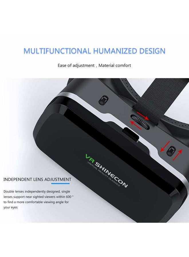 VR SHINECON HD Virtual Reality Headset w/Controller/Gamepad,VR Headsets for iPhone/Android,3D VR Glasses for TV, Movies & Video Games-VR Goggles Compatible with iOS, Android Phones - Image 5