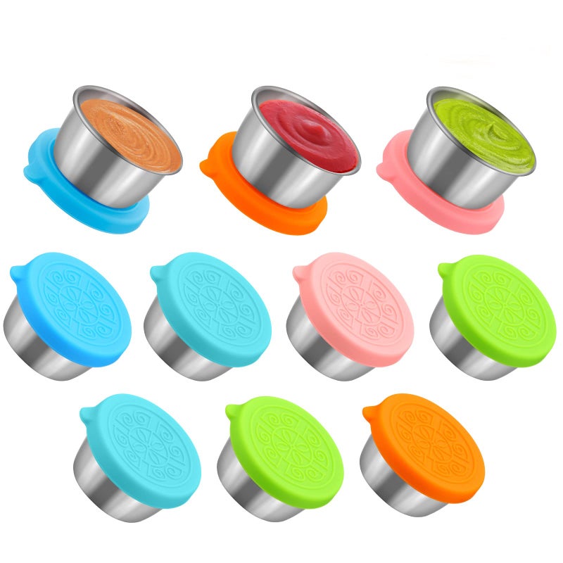 LEGELITE LEGELITE 10 Pack Salad Dressing Containers To Go 16 oz Reusable Small Condiment Containers with Lids Stainless Steel Condiment Cup Dipping Sauce Cups Container for Lunch 