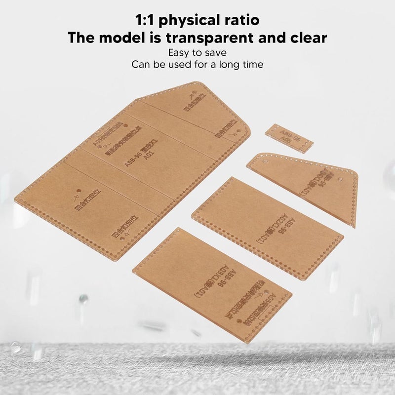 5pcs Key Case Acrylic Template Set, Wallet Acrylic Template for DIY Leather Crafting, Precise Cutting Stencil with Protective Film for Key Holder and Cardholder Making - Image 4