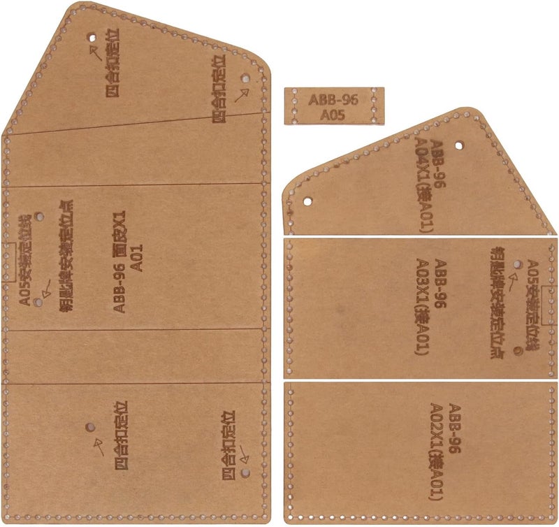5pcs Key Case Acrylic Template Set, Wallet Acrylic Template for DIY Leather Crafting, Precise Cutting Stencil with Protective Film for Key Holder and Cardholder Making - Image 1
