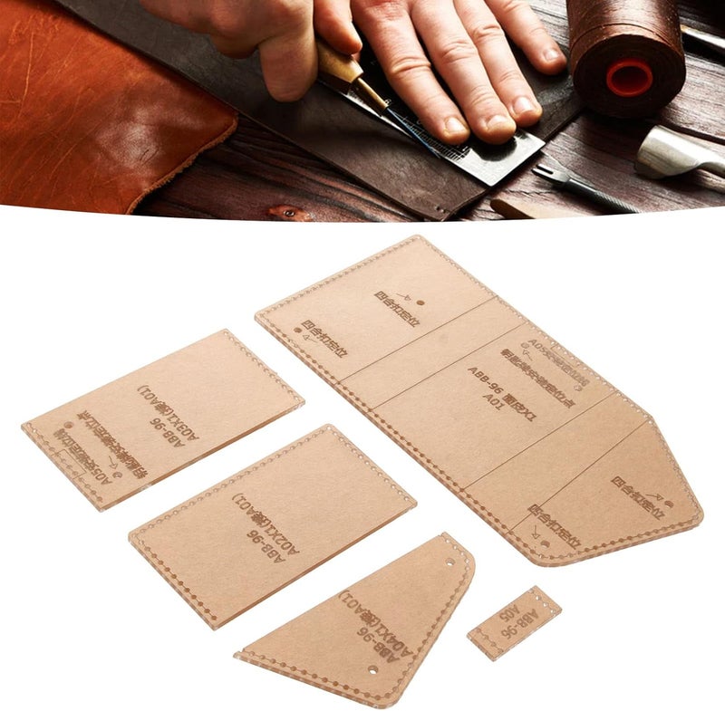 5pcs Key Case Acrylic Template Set, Wallet Acrylic Template for DIY Leather Crafting, Precise Cutting Stencil with Protective Film for Key Holder and Cardholder Making - Image 5