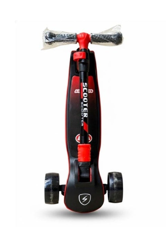Kid's scooter 3 wheels Big pedal Foldable scooter, height-adjustable PU with LED light wheels, from 3 to 12,red - Image 4