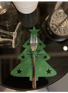 Masalsı Concept Fairytale Concept New Year's Eve Ornament Felt Decorative Pine Tree Spoon Holder 6 Pieces Green 