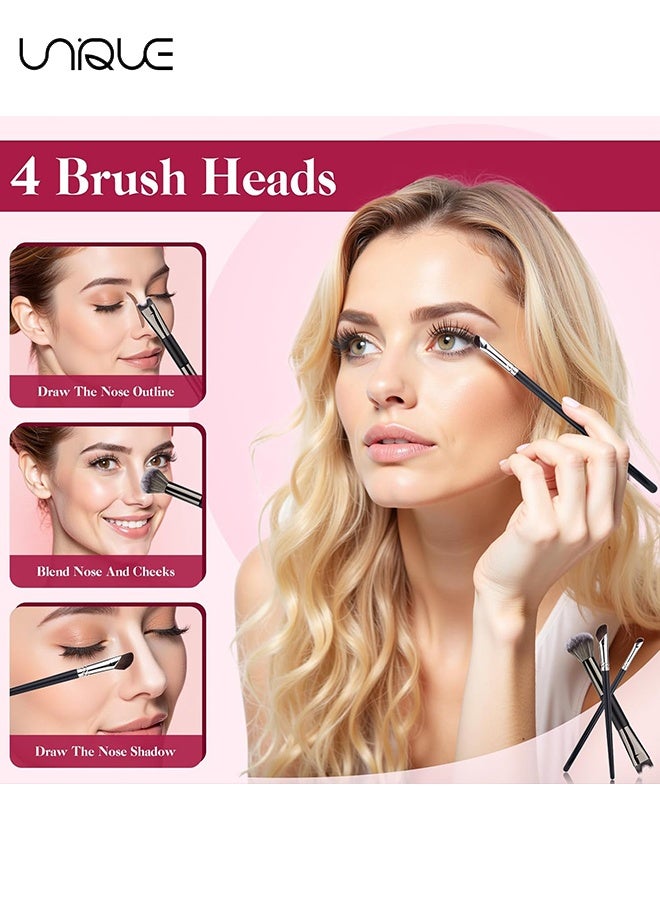 يونيك 3 قطع فرش تحديد الأنف - فرشة على شكل U ثنائية الاستخدام وفرشة ناعمة - فرشة تحديد الأساس - لتحديد الأنف والوجه بدقة (أسود) - Image 5