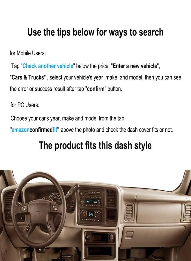 Yiz Dash Cover Custom Fit for 1999-2006 GMC Sierra/Chevy Chevrolet Silverado,2000-2006 GMC Yukon XL/Chevy Suburban Tahoe Avalanche,Dashboard Mat Pad (99-06,Beige) Y44 - Image 3