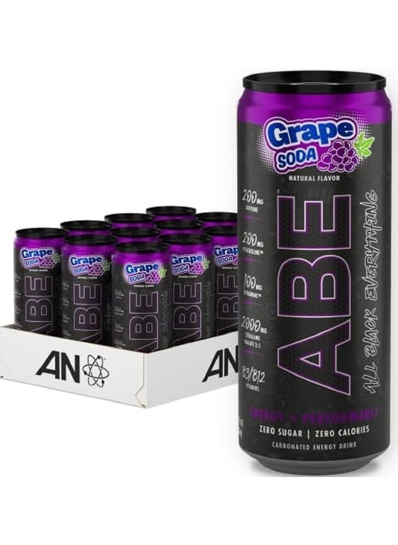 Applied Nutrition Abe Energy Plus Performance Pre-Workout Drink Graper Soda 330ML Pack of 12  - Image 1