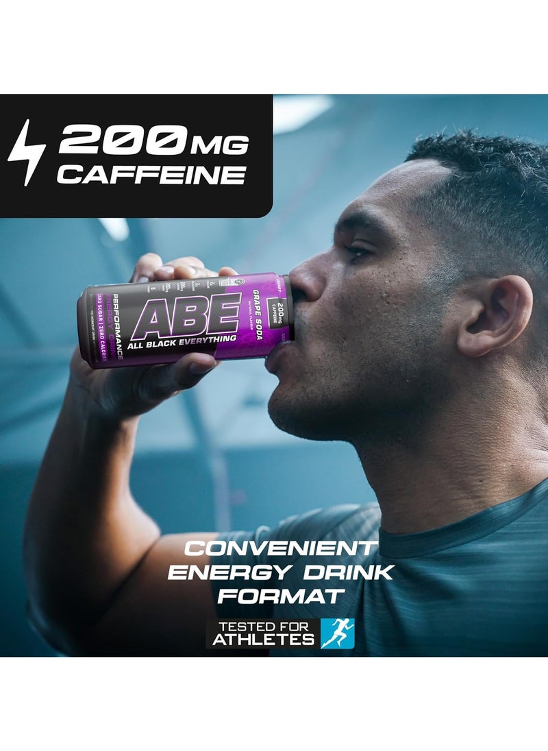 Applied Nutrition Abe Energy Plus Performance Pre-Workout Drink Graper Soda 330ML Pack of 12  - Image 4