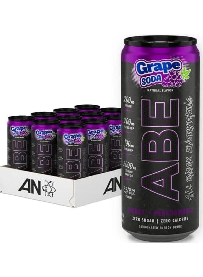 Applied Nutrition Abe Energy Plus Performance Pre-Workout Food Supplement Drink Grape Soda 330ML Pack of 12 - Image 2