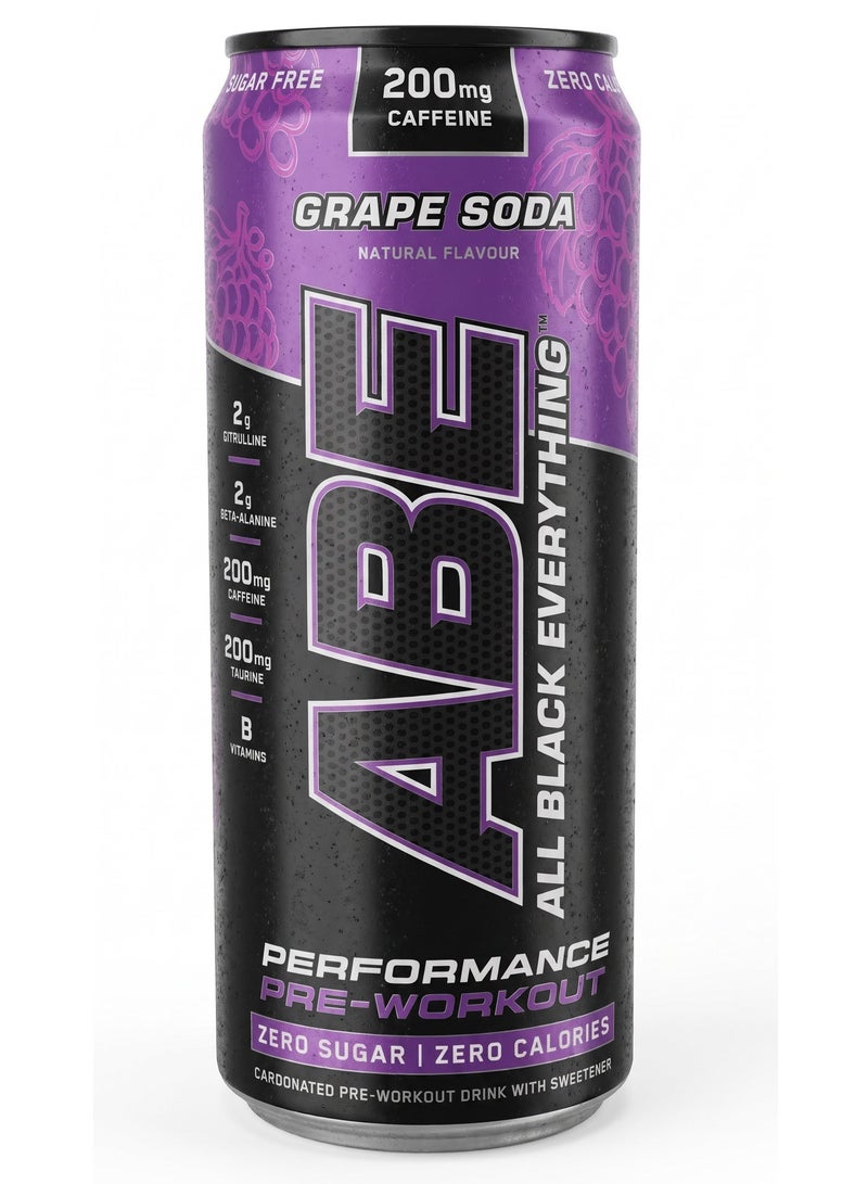 Applied Nutrition ABE Athletic Plus Performance Pre-Workout Athletic Drink Grape Soda 330ML Pack of 12 - Image 2