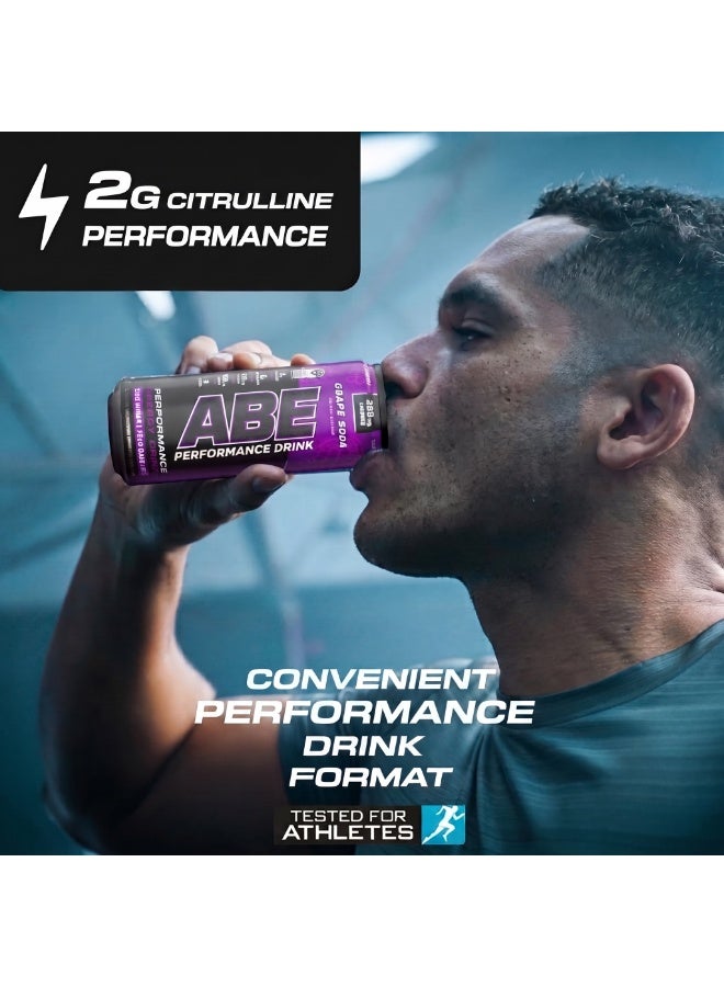Applied Nutrition ABE Athletic Plus Performance Pre-Workout Athletic Drink Grape Soda 330ml Pack 12Pcs