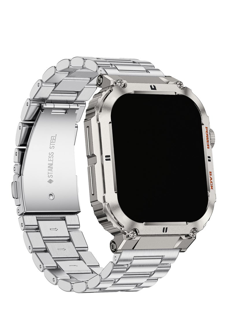 LIGE Smart Watch for Men Bluetooth Calling 1.95" AMOLED Screen Sport Fitness Tracker Waterproof Smartwatch for Android iOS with Silver Steel Band  - Image 3