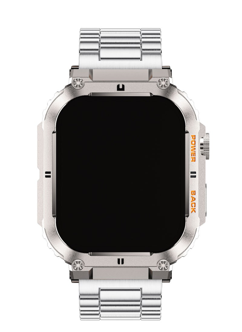 LIGE Smart Watch for Men Bluetooth Calling 1.95" AMOLED Screen Sport Fitness Tracker Waterproof Smartwatch for Android iOS with Silver Steel Band  - Image 2