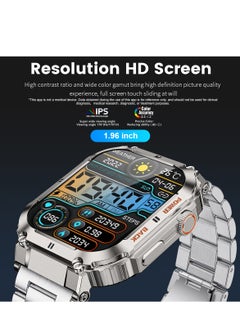 LIGE Smart Watch for Men Bluetooth Calling 1.95" AMOLED Screen Sport Fitness Tracker Waterproof Smartwatch for Android iOS with Silver Steel Band  - Image 5