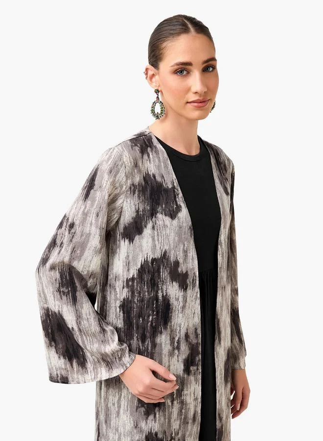 Splash FAV  Regular Fit Kimono Abaya Shrug with Print for Women | Best Price UAE