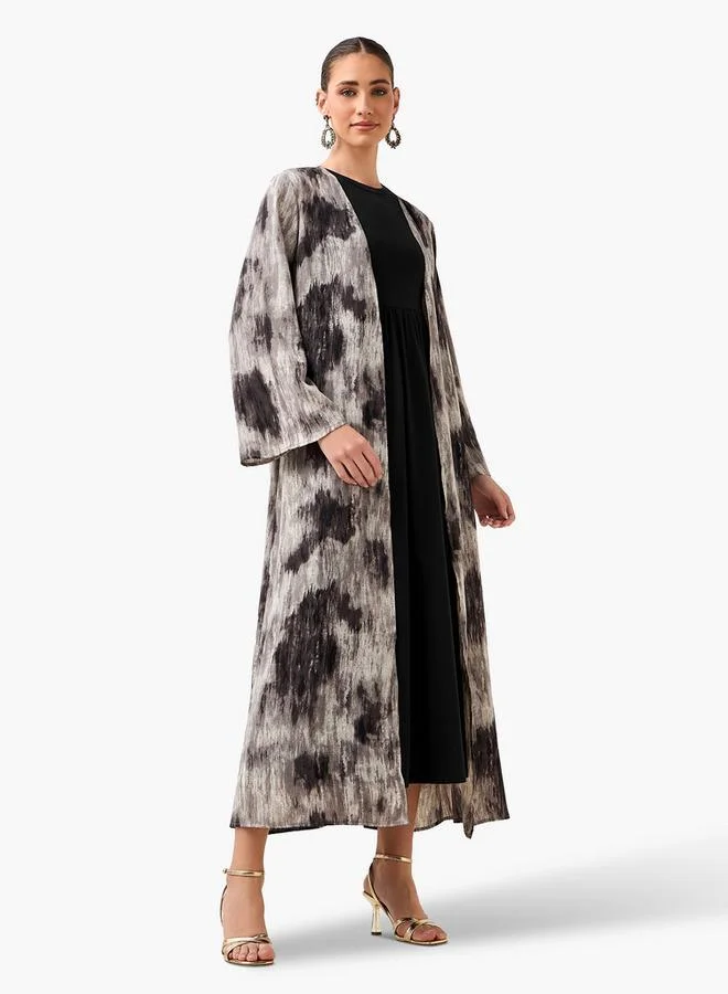 Splash FAV  Regular Fit Kimono Abaya Shrug with Print for Women | Best Price UAE